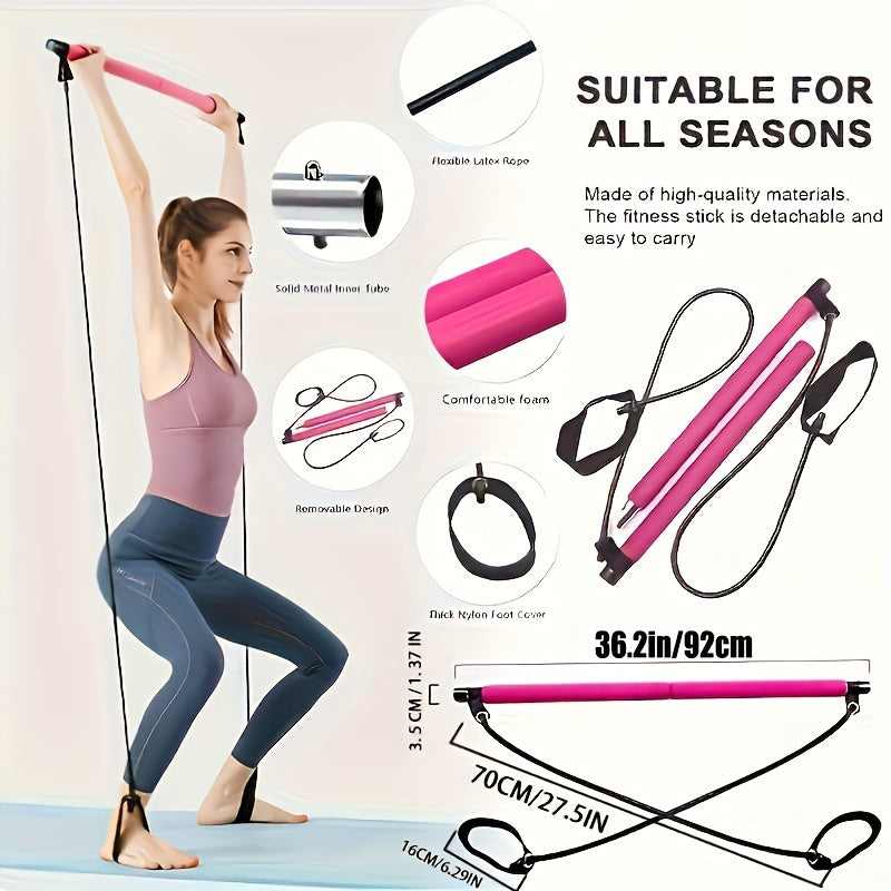 ZenFit Pilates Kit – Steel Bar & Resistance Bands