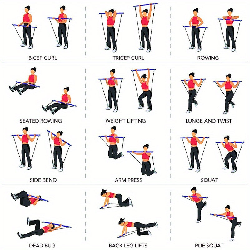ZenFit Pilates Kit – Steel Bar & Resistance Bands