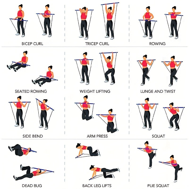 ZenFit Pilates Kit – Steel Bar & Resistance Bands